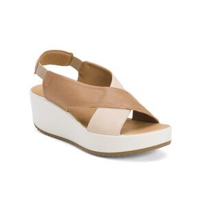 IGI&CO Cognac Made In Italy Leather Wedge Sandals